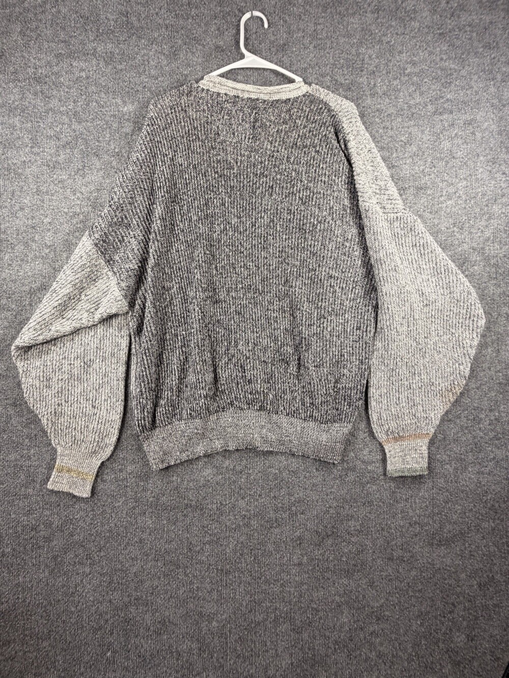 Vtg 80’s Generra Paris XL Gray Striped Tight Knit Crewneck Pullover Sweater - Picture 12 of 16